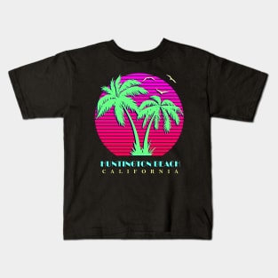 Huntington Beach Palm Trees Sunset Kids T-Shirt